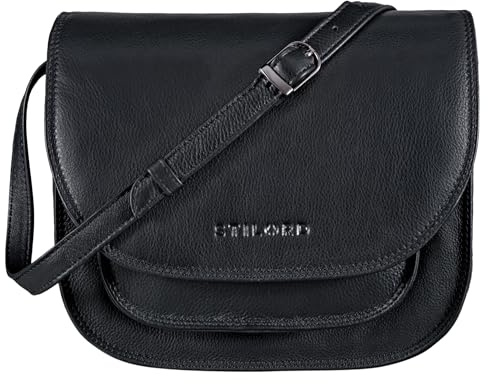STILORD Willow Damen Umhängetasche Leder Handtasche Frauen Damen Abendtasche Freizeittasche Ledertasche Echtes Vintage Leder Farbe:schwarz