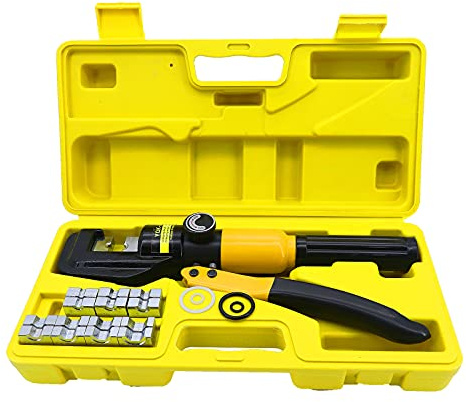 Yuhtech Hydraulische Presszange, 10 Tonnen 8 Dies Kabelschuhe Zange Crimpzange 4-70 mm² Zange Quetschzange Kabelschuhe