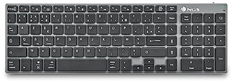 NGS Fortune-BT- Clavier Multi-appareils sans Fil Rechargeable, Bluetooth 5.0, portée de 10 mètres, AZERTY français, Noir.