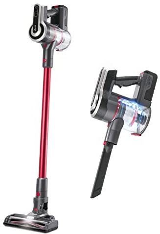 Ufesa AE4829 Valley Aspirador Escoba Sin Cable, Autonomía 40 min, Batería Litio 29.6V, 2 Velocidades, Cepillo Motorizado, Cuerpo Desmontable, Sistema Ciclónico, LEDs, Rojo/Negro