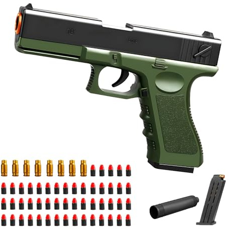 Pistola Giocattolo per Bambini, Colpi Pistola Giocattolo Realistiche con Soft Schiume, Pistola Blaster Educativo Pistole Giocattolo per Bambini dai 14+ (Verde)
