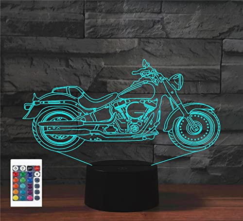 3D Motorrad Nachtlichter Fernbedienung 16 Farben Illusion Acryl LED-Tisch Nachttischlampe Kinderzimmer Schreibtisch Dekoration Geburtstagsgeschenke Spielzeug für Kinder