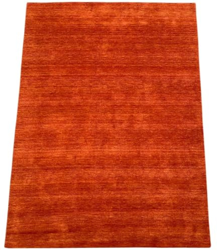 WAWA TEPPICH Wollteppich Orange G-640 120 x 180 cm 100% Wolle handgewebt | Handgewebtes Unikat mit charaktervoller Struktur; vielseitig kombinierbar und passend für unterschiedliche Wohnstile