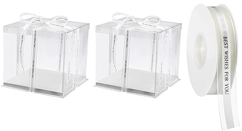 QUARKZMAN Klar Tortenbox 2Stk 10x10x10 - Hohe Tortenboxen mit Schleife für 8 Torte Verpacken Tragen - für Geburtstag Partys Hochzeit (Weiß)