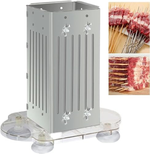 Kebab Maker Box, 49 Fori Shish Kebab Maker, Barbecue Spiedini di Carne, con 100 Bastoncini di Kebab in Acciaio, Attrezzo da Cucina Kebab per Barbecue Fare Kebab Kit