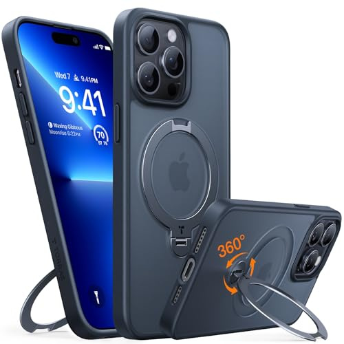 TORRAS Ostand Q3 Spin for iPhone 14 Pro Max Case - 360° Spin Stand - Black | 360° Rotation · Any-Angle Viewing · Compatible with MagSafe · 12ft Drop Protection
