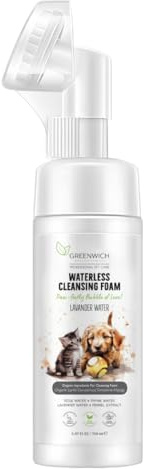 Greenwich 100% Vegan Trockenshampoo Schaum Hunde Katzen 150 ml, Pfotenreiniger, Schnell Trocknend & Kein Ausspülen Erforderlich Desodorierend, pH-Wert