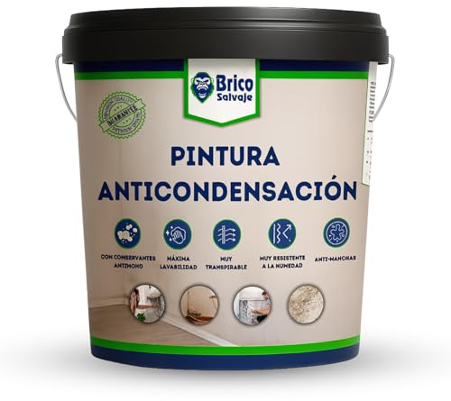 BRICOSALVAJE Pintura Anticondensación y Antihumedad para Interior-Exterior | Aislante Termico | Conservantes Antimoho (BLANCO, 4 Litros)