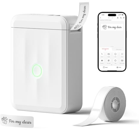NIIMBOT D110 Bluetooth Label Printer with 1 Roll of Tape, Wireless Handheld | Portable Sticker Printer with Multiple Templates, Name Stickers for Office, School and Home