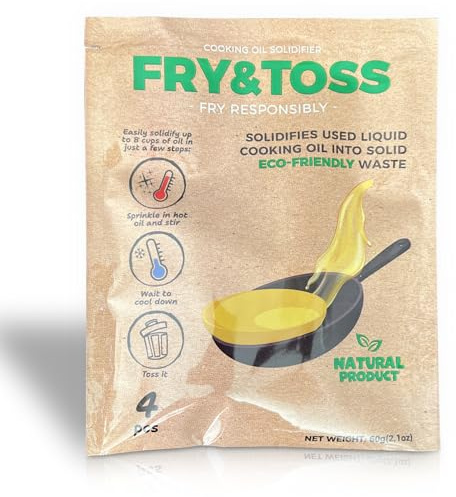 FRY&TOSS Cooking Oil Solidifier, Waste Cooking Oil Solidifier Powder for Cooking Oils, Plant Based Oil Hardener for Disposal, Solidifies Up To 8 Cups.