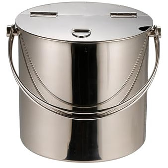 ZXTRYBHD Seau a Glacon en Acier Inoxydable, Seau a Champagne en Métal pour Bar à Cocktails, Seau à Glace avec Couvercle, Seau INOX Récipient à Glace Double Couche (Size : 6.4in/16.5cm(3L))