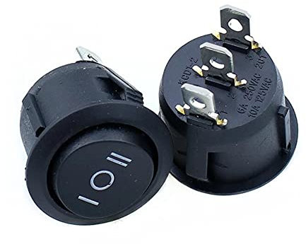 PAJPXPCD Interrupteur de Bateau à Bascule KCD1 Rond Noir, 3 Broches SPST, 3 Positions on-Off-on, 2 Positions on-Off, 6A 220V 10A 125V, 5 pièces KHzIgRdY