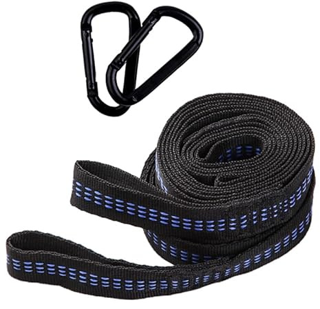 Hängematten-Befestigungsgurt Set 2M Baum Seil Mit Karabiner Verstellbarer Hängematten Aufhängung Für Outdoor Camping Und Reisen 2 Stück