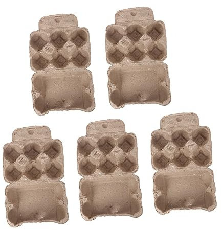 5 cartoni for uova di gallina, 6 pezzi, polpa di polpa, piatta, cassetta for uova, portauova, vassoio portauova, piatti in cartone, portauova, frigorifero vintage, portauova, fibbia, materiale da viag
