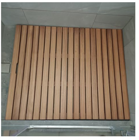 badematte holz duschmatte holz Badezimmermatte Aus Holz, Erhöhtes Teakholz, Große Schieferplattform Für Luxusdusche Rutschfestes Bad, Outdoor-Duschboden Für Ältere Menschen/ Spa,(30x45in(76.2x114.3cm)