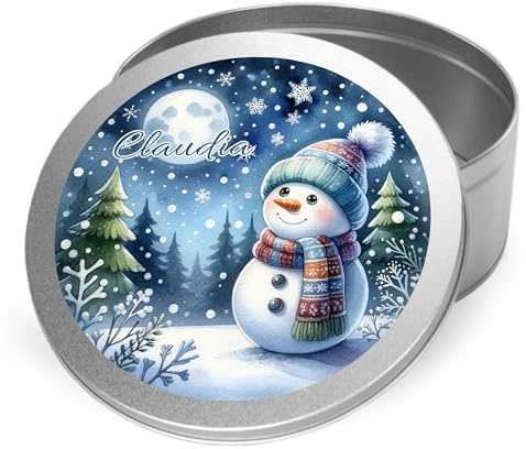 GRAZDesign Keksdose Weihnachten personalisiert mit Namen Schneemann Gebäckdose