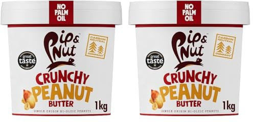 Pip & Nut - Crunchy Peanut Butter (1kg) | Natural Nut Butter, No Palm Oil, No Added Sugar, Hi-Oleic Peanuts, High in Unsaturated Fats, Gluten Free, Vegan, Dairy Free (Pack of 2)