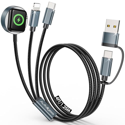 Upgraded for Apple Charger iPhone Charger Cable,3 in 2 for Apple Watch Charger/L Cable/USB C Cable,Travel Essentials Multi Fast Charging Cable Compatible with iWatch Series,iPhone 17-11, for RGB Cable