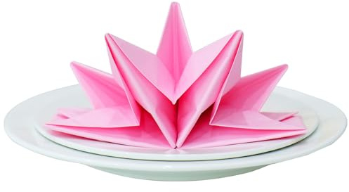 Lot de 60 serviettes jetables pliées en papier 3 plis Motif étoiles Rose Pour dîner, mariage, table de restaurant, grandes et élégantes 40 x 60 cm
