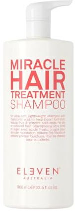 Eleven Australia Miracle Hair Treatment Shampoo 960ml– Moisturizing, Frizz Control, Strengthening & Repair for Dry, Damaged Hair Infused with Hyaluronic Acid to Help Boost Hydration – Gluten Free
