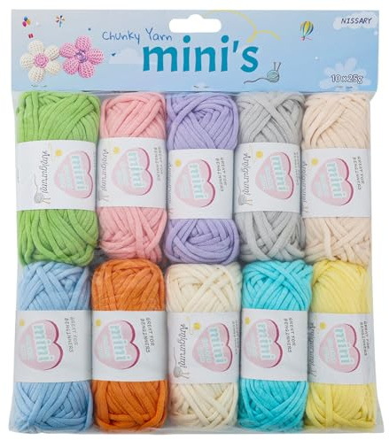 Crochet Yarn 10x25g Thick Mini Amigurumi Chunky Yarn for Crochet Chunky Wool for Beginners Easy Crochet Starter Kit Yarn Refill Pack