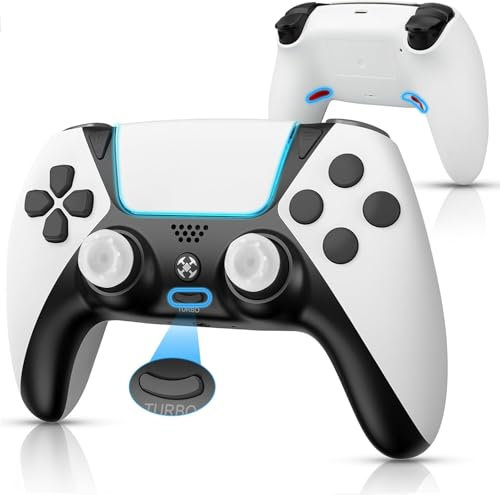 Elite PC/PS4 Controller für Fortnite mit Back Paddles und Turbo, YMIR Wireless Pro Gaming Gamepad mit No Drift Joystick, Vibration, 1200mAh Akku, Kompatibel mit Playstation 4/PC/Steam, Blau