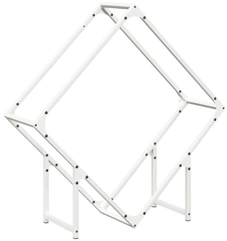 vidaXL firewood rack cold-rolled steel log holder white 80x25x80 cm indoor fireplace storage