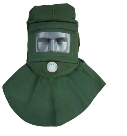 SMZhomeone Sand Blasting Hood Industrial Safety Helmet With Clear Screen Protective Face For Polishing Painting Cement Packaging Dust Removal(Glass lens)