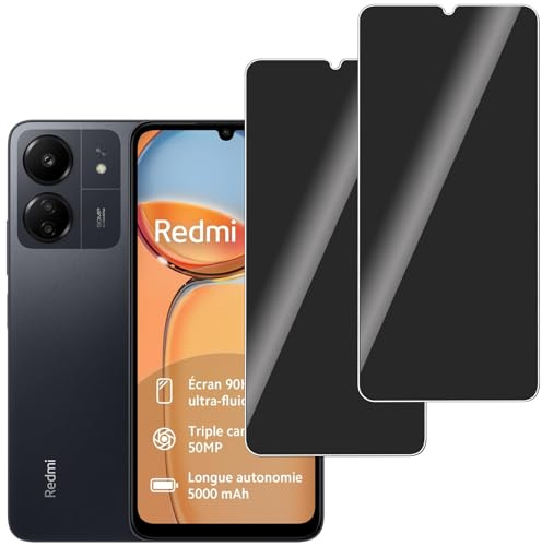 LERINNA【2 Piezas Protector Pantalla Privacidad para Xiaomi Redmi 13C,nti-Espía Vidrio Película,Cristal Templado Anti Espía,Anti-Arañazo,Sin Burbujas,9H Dureza Privacy Screen Protector
