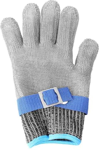 Bacar 10.5 * 24.5cm Cut Resistant Glove Metal Mesh Level 5 Safety Work 1Pc For Kitchen Chefs Meat Cutting Stainless Steel Wire Grey