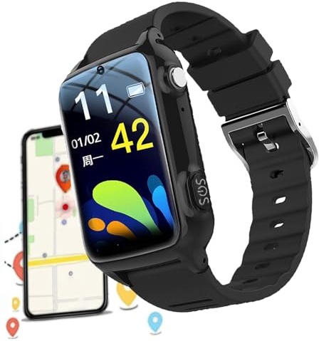 Générique Montre Connectée avec Détecteur de Chute Bouton SOS pour Personnes âgées 4G Appels GPS Tracker IP67 Étanche Montre Intelligente pour D'Alzheimer (Noir)