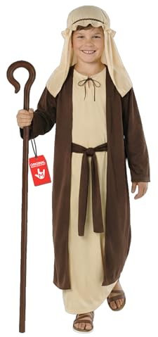 Morph Saint Joseph Costume Kids With Accessory, Nativity Christmas Costumes For Kid, Boys Joseph Shepherd Costume For Kids (7-9 Years)
