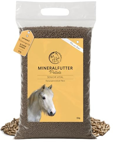 Annimally Senior Mineralfutter Pferde getreidefrei 6 kg - getreidefreies Ergänzungs Pferdefutter für Senior Pferde mit Vitaminen, Mineralstoffen und Spurenelementen, wie Zink, Selen, Omega 3 & Jod
