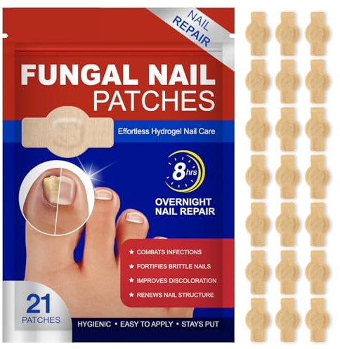 Parches reparadores de uñas para pies,21 Parches Fungal Nail Patches, Apósito transpirable para hongos en, Parches de Reparación para Uñas Dañadas y la Apariencia de Uñas Decoloradas