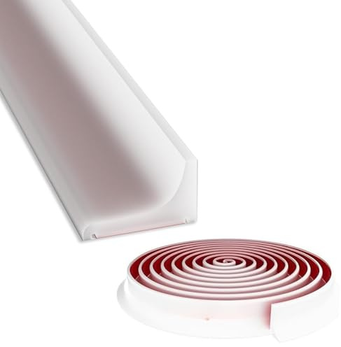 EUDUQ White Silicone Shower Seal Strip,Shower Tray Sealing Strip,Wet Room Threshold Water Barrier,Bath Sink Edging Caulk Trim,Self-Adhesive Bathroom Floor Sealant for Bathtub Countertop (White 5M)