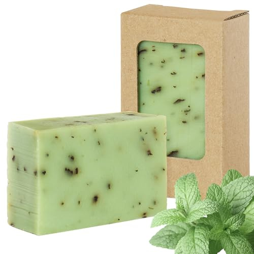FRIENDS OF® Duschseife Pfefferminz | Vegane Körperseife | reinigt und pflegt die Haut | Handgeschöpfte Gesichts-, Hand- und Duschseife mit Duft | 100g Naturseife