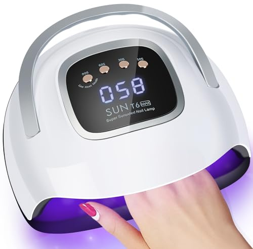 UV-nagellampa, 220 W professionell LED-nageltorkare med autosensor och 4 timers, avtagbar härdande lampa för gelnaglar hemma och på salong