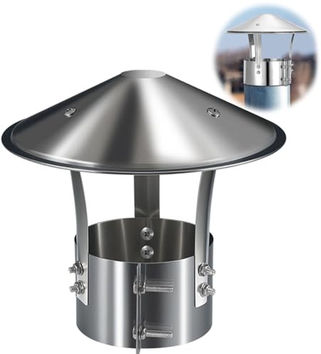 Chapeau de Cheminée Inox 201 Réglable, Pare-Pluie pour Conduit de Fumée | Chapeau Cheminée de Toit en Acier Inoxydable 201, Anti Pluie pour Cheminee ou Fumisterie Poele Exterieur Tubage(125mm/5in)