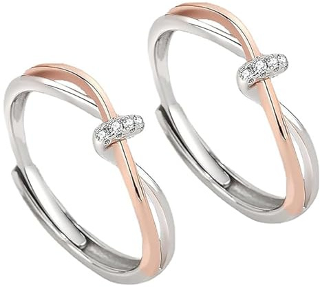 Générique Bagues Nœud d'Infini en Forme de Cœur pour Femme, Bague d'Amitié Mère-Fille, Bagues Ouvertes Réglables (A+2PCS)