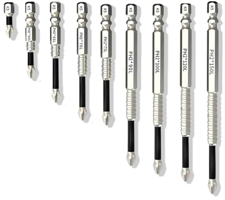fKiZanthene Lot de 9 Embouts K5 Antidérapants pour Perceuse Magnétique, Tournevis Électrique ou Manuel, Embouts Cruciformes Résistants aux Chocs pour Travaux de Bricolage et Chantier
