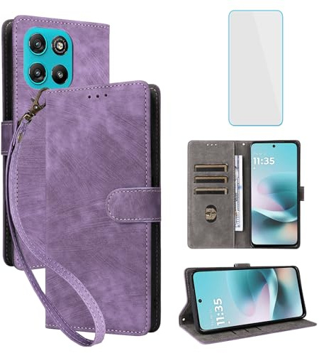 IUQXU Funda tipo cartera para Motorola Moto G67 Power/G57 5G/G57 Power con protector de pantalla [bloqueo RFID], funda de piel con función atril para Motorola G 57 67 Power Moto G57Power G67Power