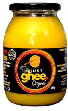 Just Ghee Original Grass Fed Ghee 900g | Great Taste Award Winner 2025 | Pure Clarified Butter | British Cow Ghee | High Smoke Point Cooking Ghee | Handmade in UK