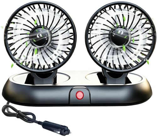 Mineup Auto Ventilator, 5V Doppelkopf-Auto-Ventilator, Tragbarer Heizlüfter, 3 Geschwindigkeit, 360° Horizontale, 180° Einstellbare Vertikale Für Zuhause, Büro LKW, Van, SUV, Wohnmobil, Boot