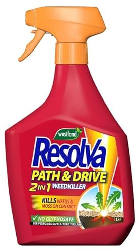Resolva Path & Driveway Weed & Moss Killer Spray 1L – 2 in 1 Fast Acting Formula, Kills Weeds & Moss on Contact, Glyphosate Free, Ready to Use Outdoor Cleaner