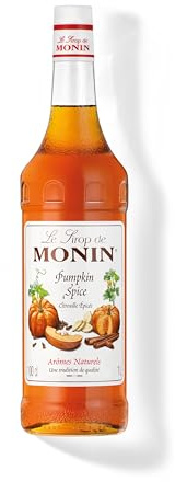 MONIN Sirup Pumpkin Spice 1,0 l | Pumpkin Spice Geschmack für Latte, Kaffee, Cocktails und winterliche Dessertkreationen - ausgewogen im Geschmack