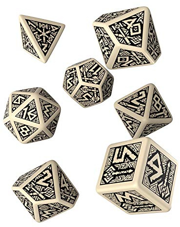 Q-workshop Set di Dadi Nanici Beige/Nero (7)