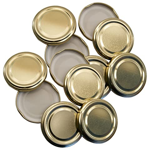 Pack Of 12 Replacement 82mm Twist On Jam Jar Lids - Gold - (Choice Of Colours)