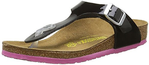 BIRKENSTOCK Kids Gizeh, Mädchen Zehentrenner, Schwarz (Schwarz Lack), 30 EU