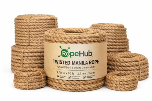 SGT KNOTS Gedrehtes, natürliches Manila-Seil, 1,27 cm x 30,5 m
