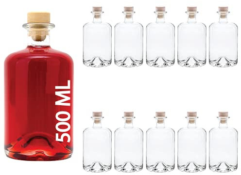 10 X 500 ML bottiglie di vetro vuote farmacista bottiglia di vino di liquore aceto olio bianca bottiglie di vetro da 0,5 litri L NR 1 slkfactory
